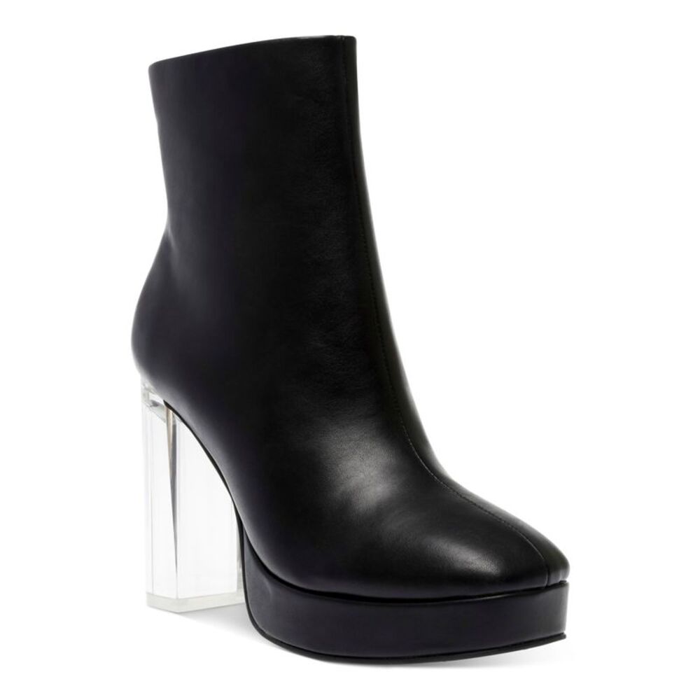 WILD PAIR Womens Black 1" Platform Charlee Square Toe Zip-Up Boots 9.5 M